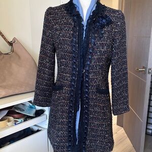 Chic Navy Tweed Women's Blazer
